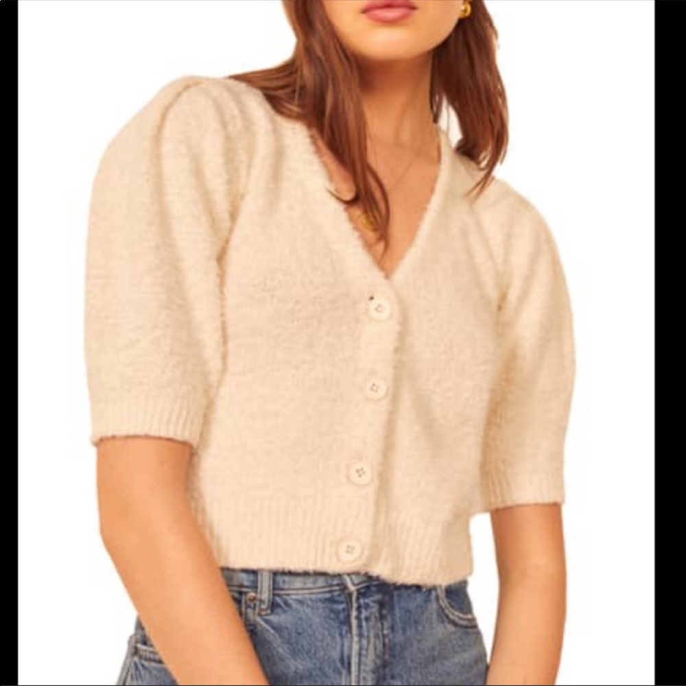 Reformation Hope Cropped Cardigan ivory size small